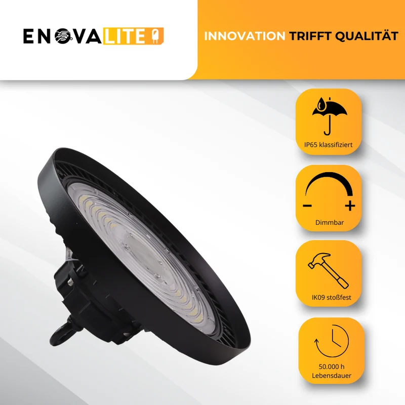 3er-Pack LED-Hallenstrahler, mit Bewegungsmelder, Leistung einstellbar, 100/150/200W, 4000 K (neutralweiß), 17000-34000 lm, IP65, 0-10V dimmbar, inkl Fernbedienung