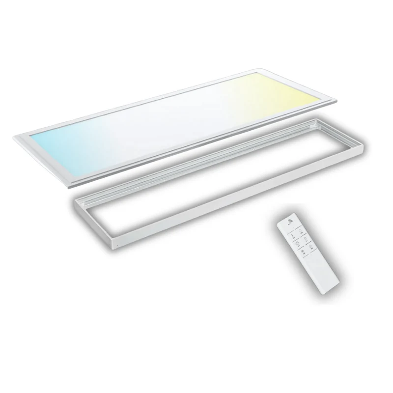 LED CCT Panel Set mit Fernbedienung und Aufbaurahmen, 120x30 cm, 36 W, 3600 lm, dimmbar