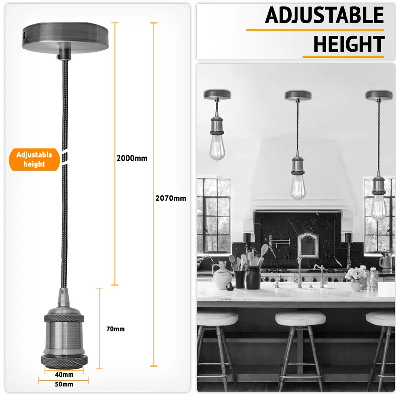 Vintage E27 LED-Glühbirne fassung Hängelampe Wohnzimmer~2897