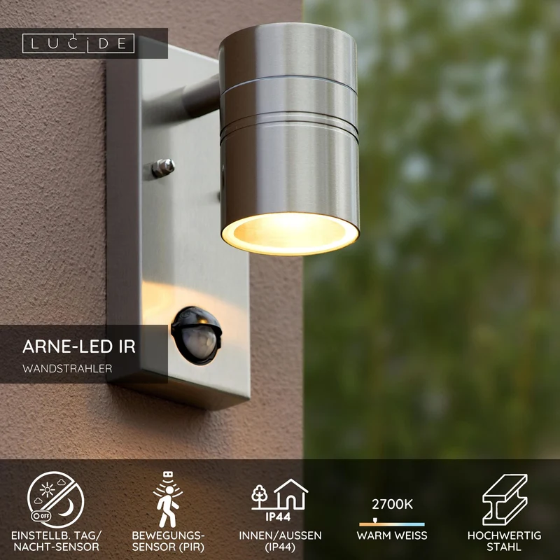LED-Außenwandstrahler Arne-Led Ir mit Bewegungsmelder IP44