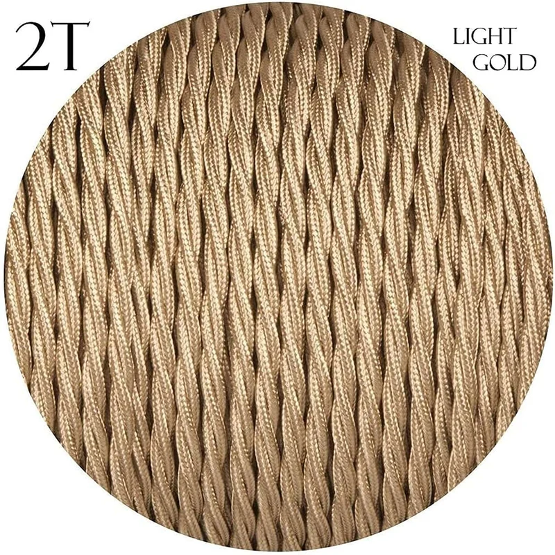 Fil tressé Electrique flexible d'éclairage Lampe câbles Doré clair