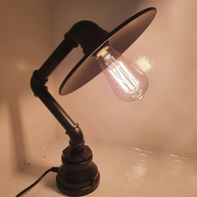 All Seasons Life Lampe de table Steampunk industrielle vintage avec abat-jour plat