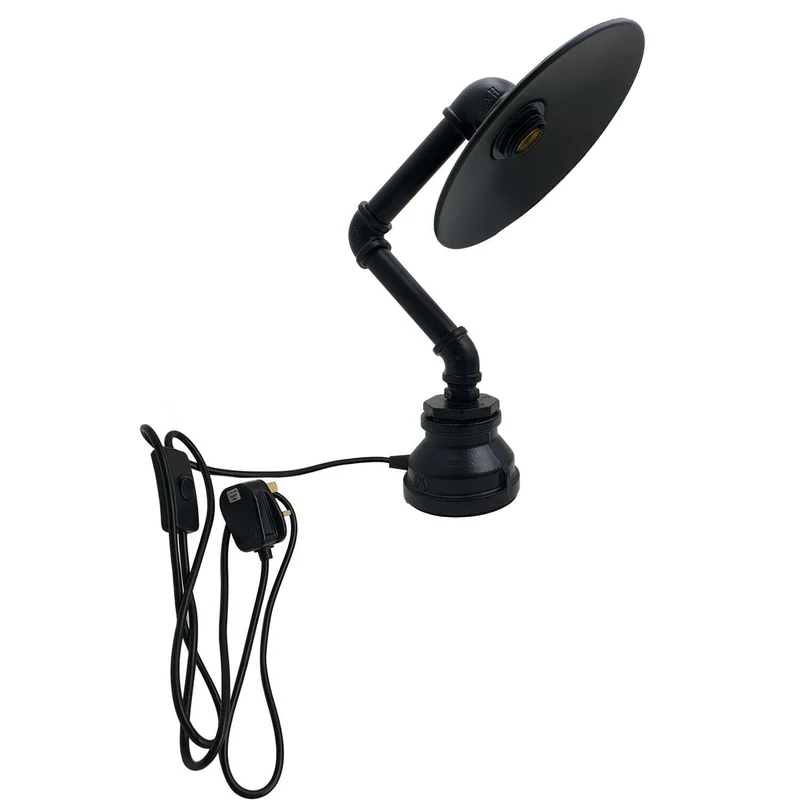 LEDSone Lampe de table Steampunk industrielle vintage avec abat-jour plat