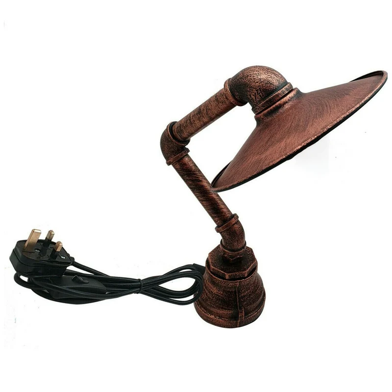 LEDSone Lampe de table Steampunk industrielle vintage avec abat-jour plat