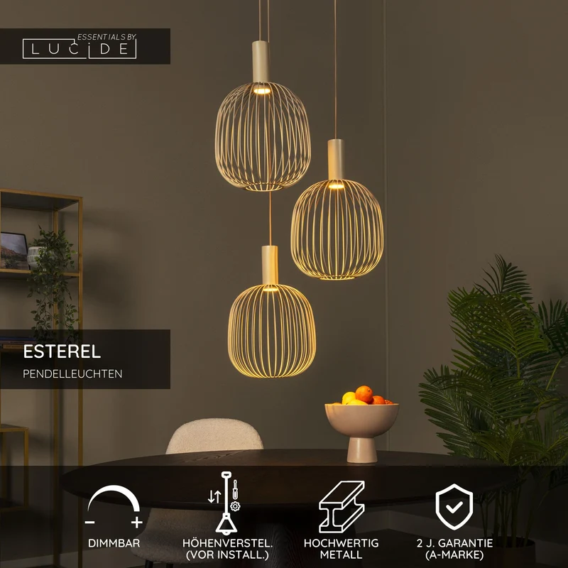 Pendelleuchte Esterel 3-flammig höhenverstellbar 50cm