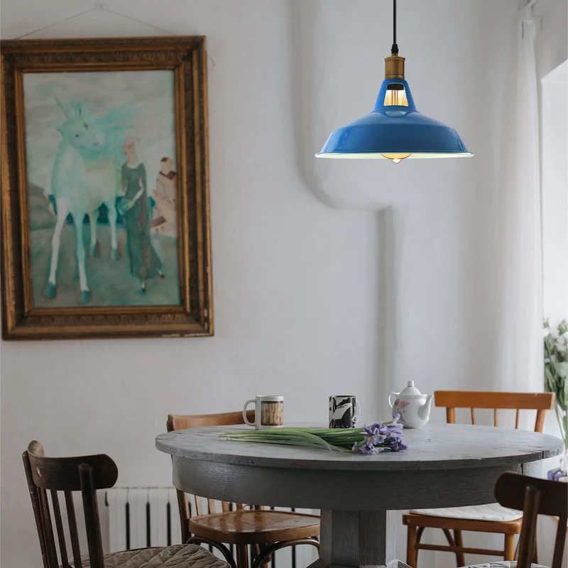 Retro Lustre Suspension Industrielle Plafonnier Abat-jour en métal 3PCS
