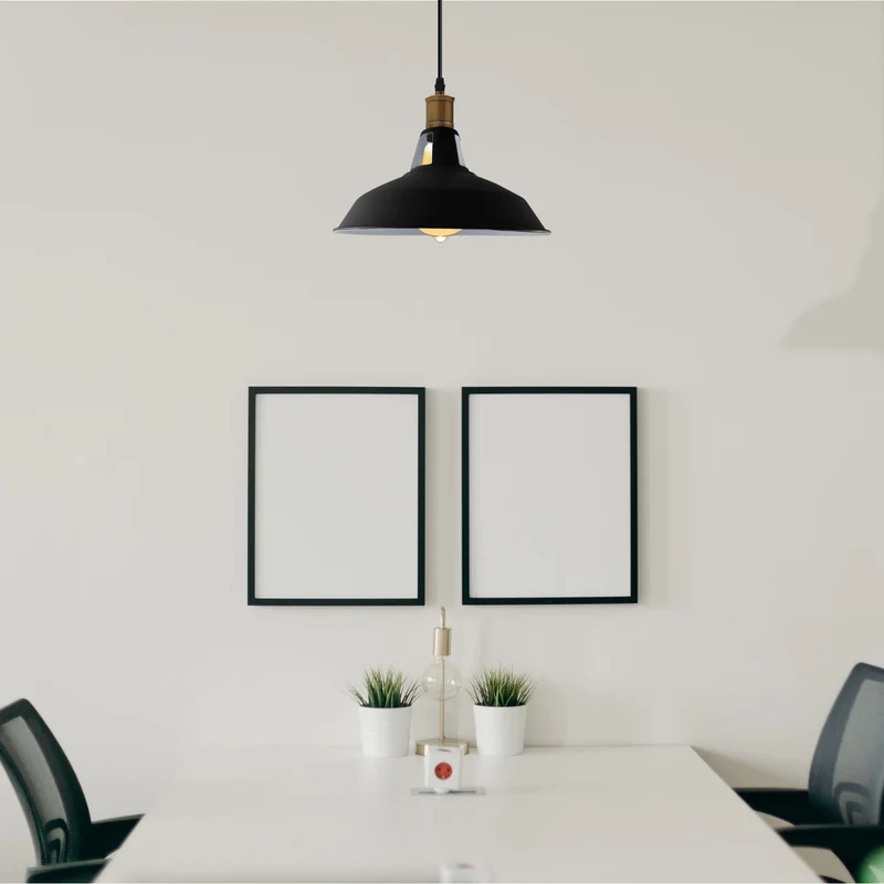 Retro Lustre Suspension Industrielle Plafonnier Abat-jour en métal 3PCS