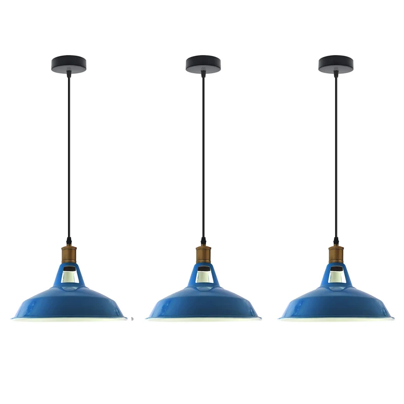 Retro Lustre Suspension Industrielle Plafonnier Abat-jour en métal 3PCS