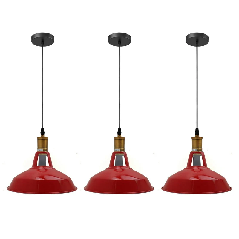 Retro Lustre Suspension Industrielle Plafonnier Abat-jour en métal 3PCS