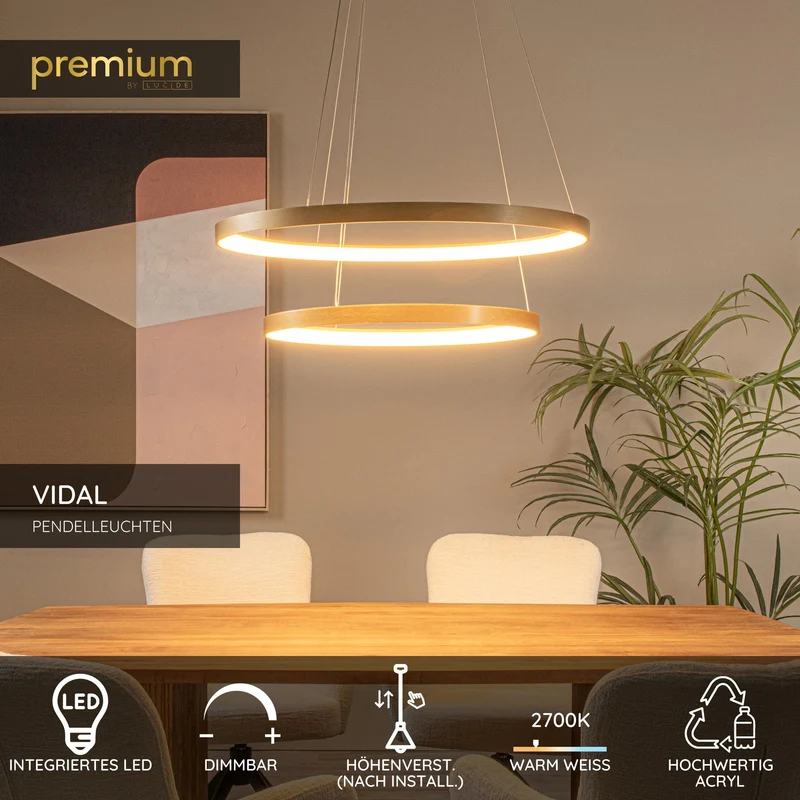 LED-Pendelleuchte Vidal dimmbar höhenverstellbar Ø 78cm Warmweiß