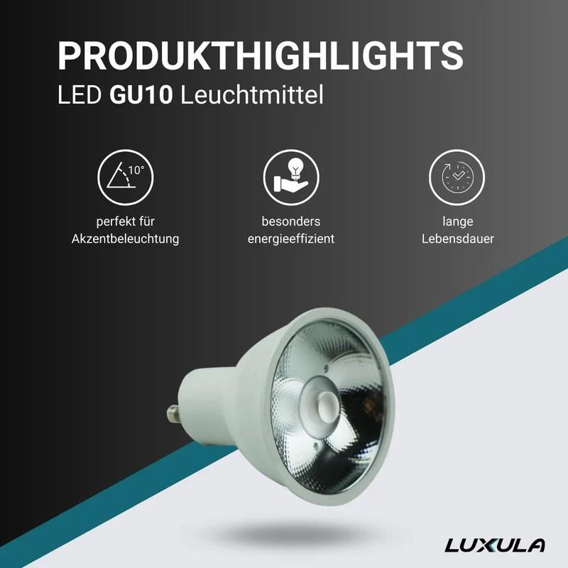 10er Pack LED Leuchtmittel GU10, MR16, 6W, 467lm, 2700K, 10°