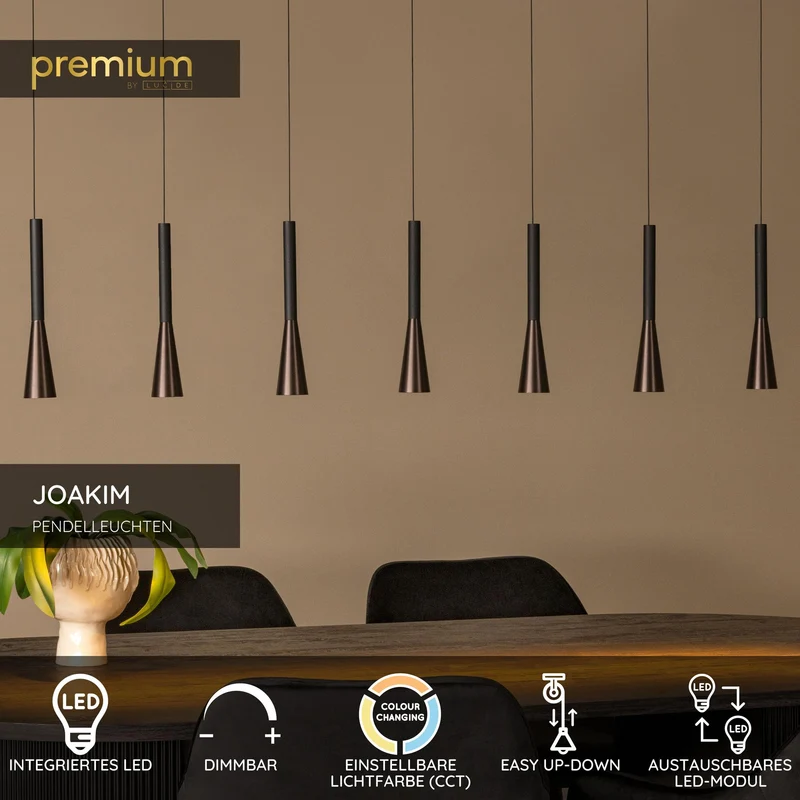 LED-Pendelleuchte Joakim 7-flammig dimmbar CCT höhenverstellbar