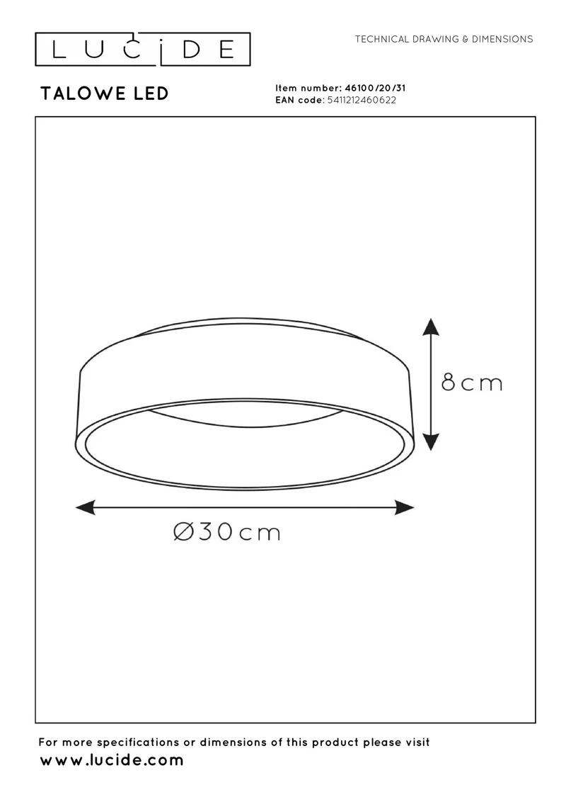 LED-Deckenleuchte Talowe dimmbar Weiß Ø 30cm