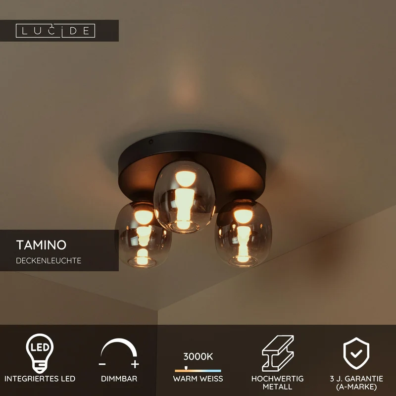 LED-Deckenleuchte Tamino 3-flammig dimmbar
