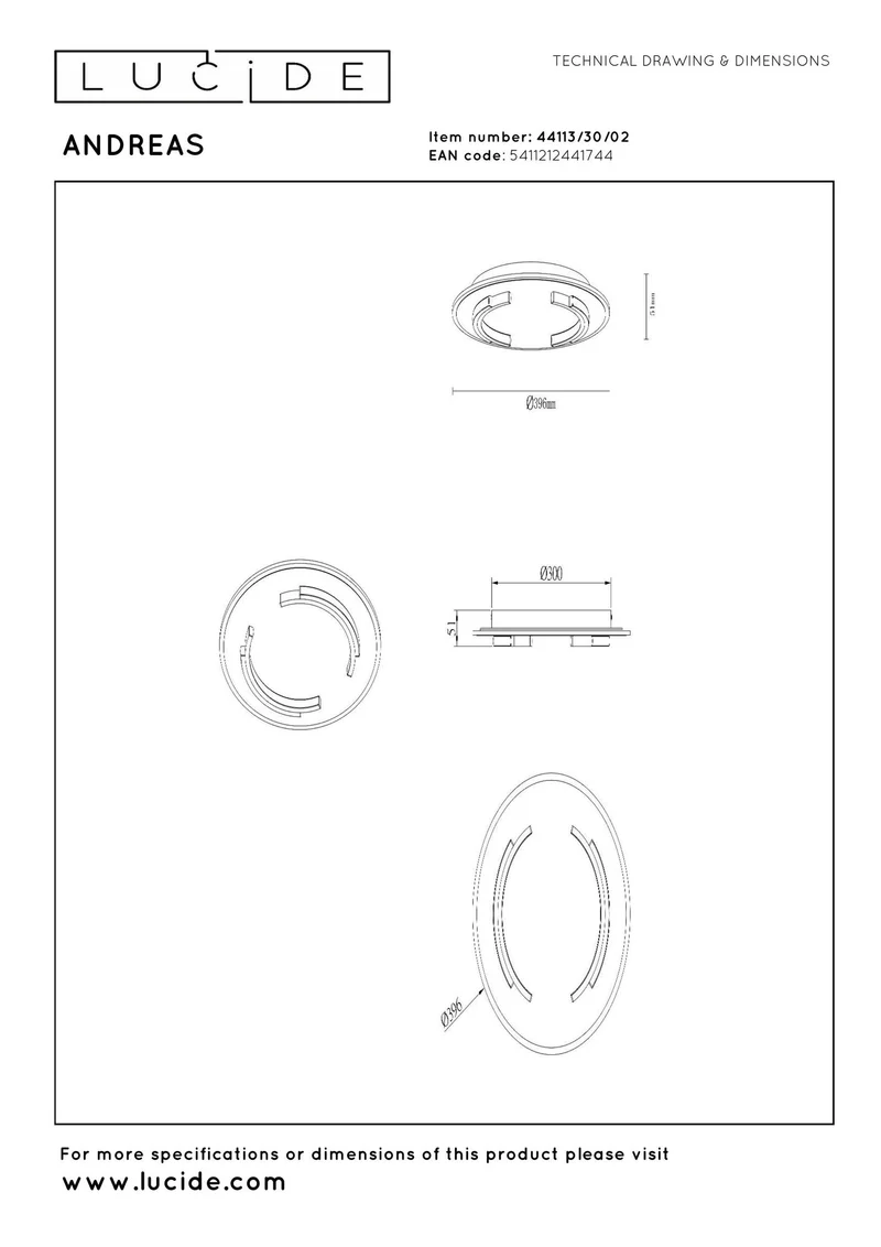 LED-Deckenleuchte Andreas rund Messing 39,6cm