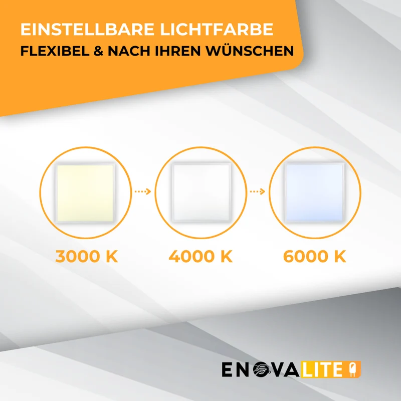 4er Pack LED CCT Panelleuchte, dimmbar, 36 W, 3.600 lm, 3000–6000 K
