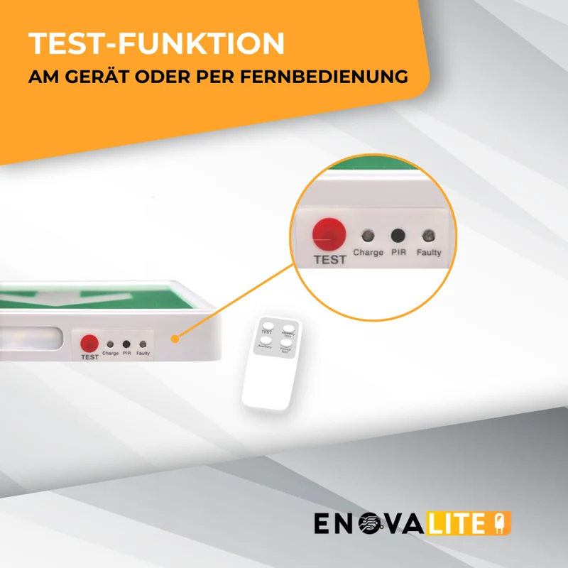 LED-Fluchtwegleuchte mit Fernbedienung, Notstromakku 3h, Anti-Panik-Licht, TEST-Funktion