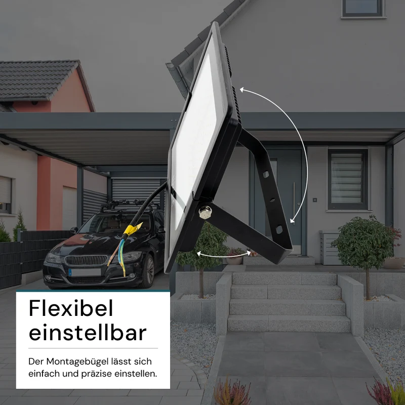 LED-Fluter, 150 W, 3000 K (warmweiß), 15000 lm, schwarz, IP65