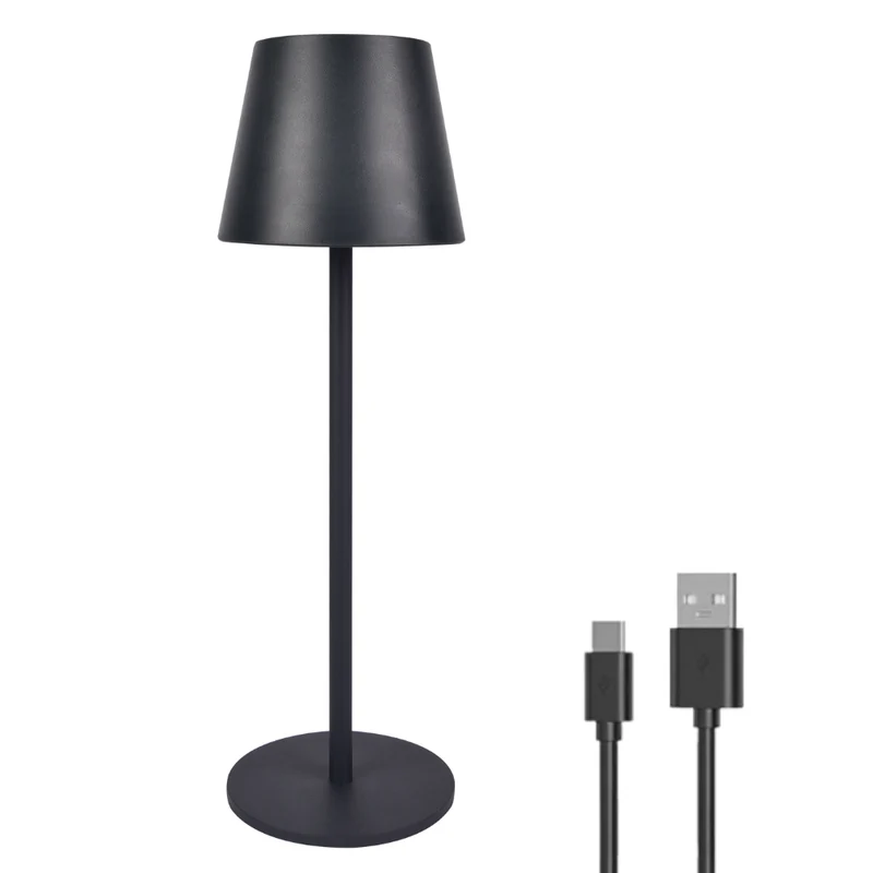 LED-Tischleuchte mit Akku, Dimm- & CCT-Funktion, wiederaufladbar, IP44, USB-C, schwarz