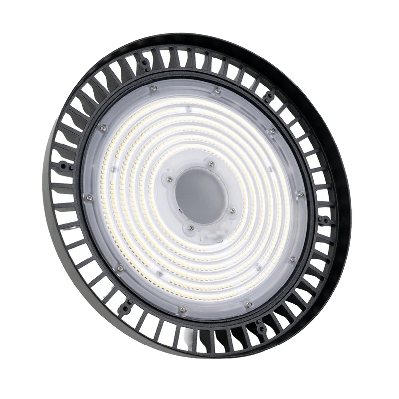 LED-Hallenstrahler, 200 W, 34000 lm, 4000 K, schwarz, Ø 30 cm, anpassbare Leistung, dimmbar