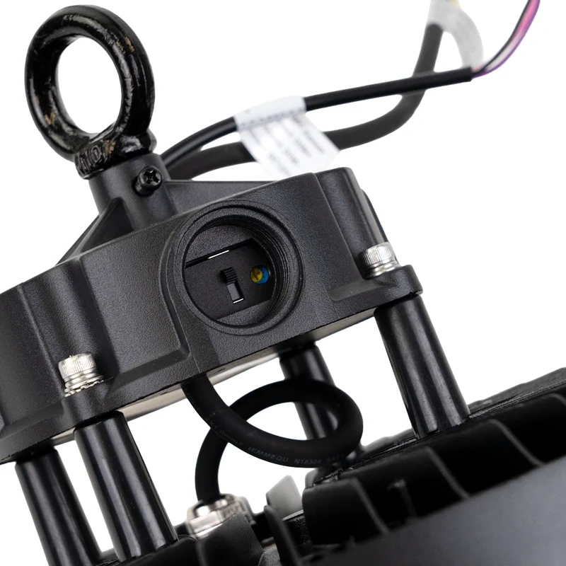 LED-Hallenstrahler, 200 W, 34000 lm, 4000 K, schwarz, Ø 30 cm, anpassbare Leistung, dimmbar