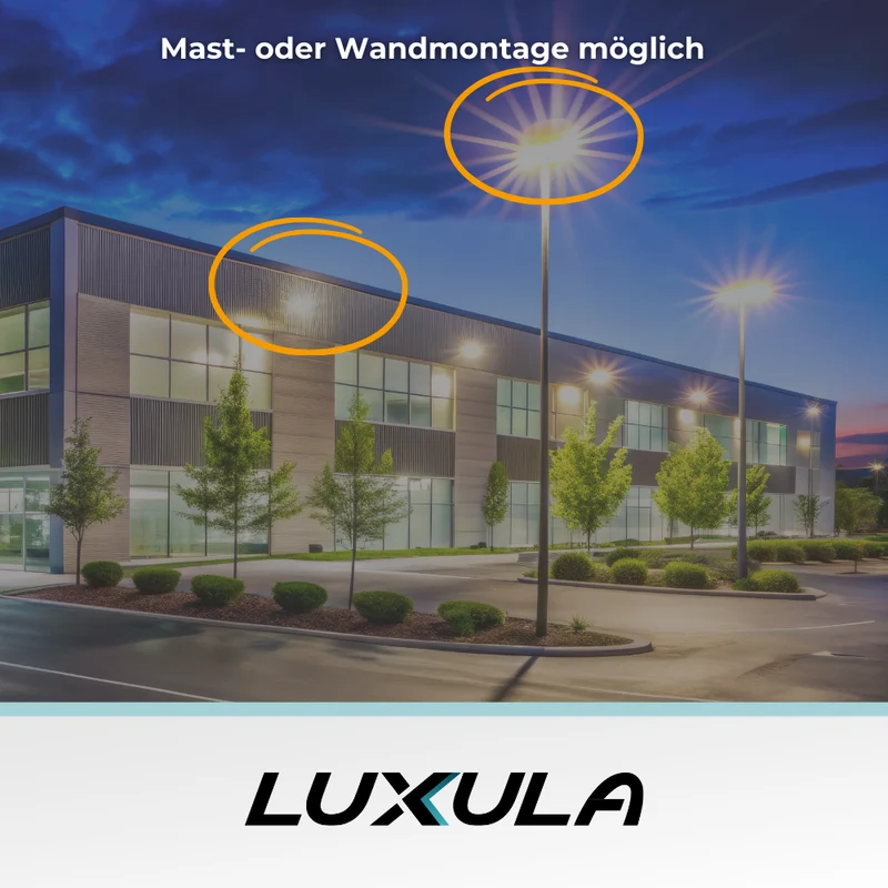 LED Straßenleuchte, grau, 100 W, 12000 lm, 4000 K (neutralweiß), IP65, Wand- und Mastmontage