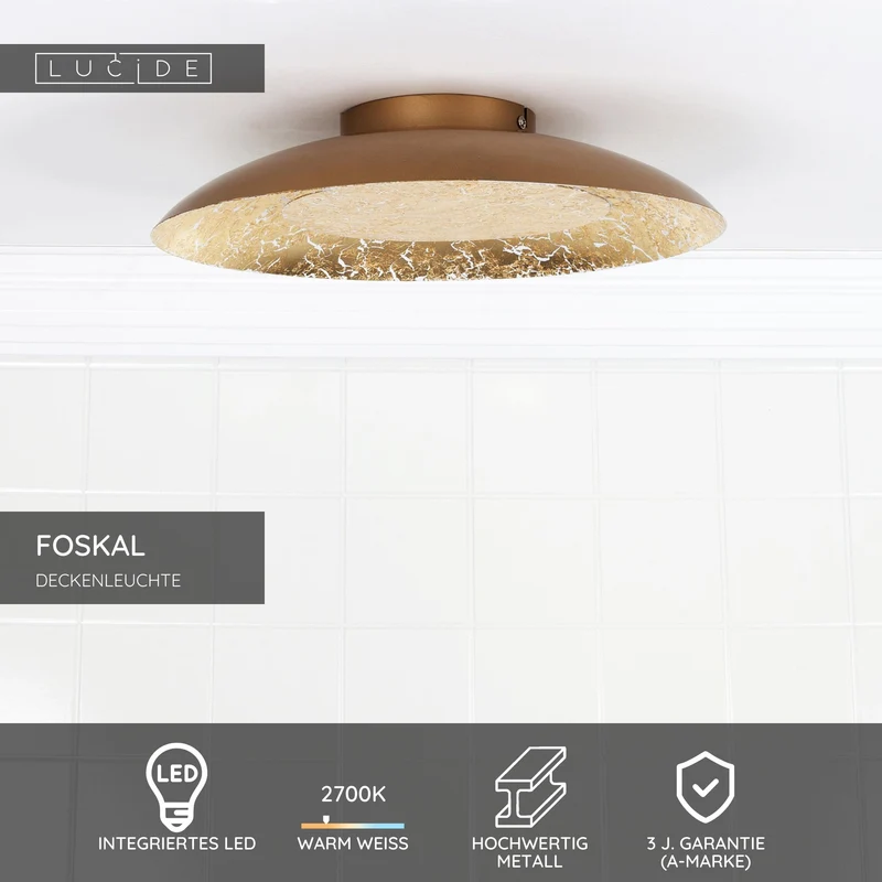 LED-Deckenleuchte Foskal rund Ø 34,5cm Warmweiß