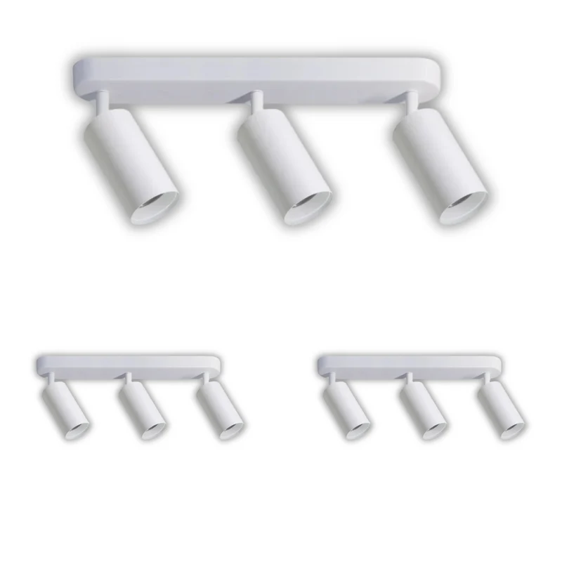 3er Pack Schwenkbarer LED Aufbauspot mit GU10 Fassung, 3-flammig, weiß, IP20, Aluminium