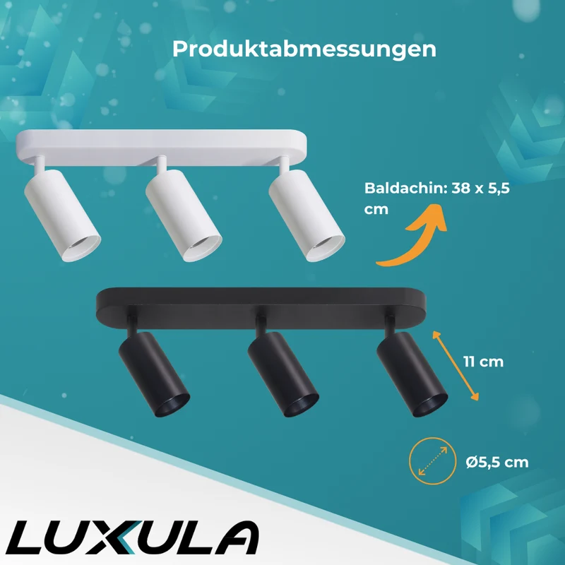 6er Pack Schwenkbarer LED Aufbauspot mit GU10 Fassung, 3-flammig, schwarz, IP20, Aluminium