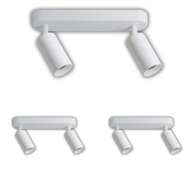 3er Pack Schwenkbarer LED Aufbauspot mit GU10 Fassung, 2-flammig, weiß, IP20, Aluminium