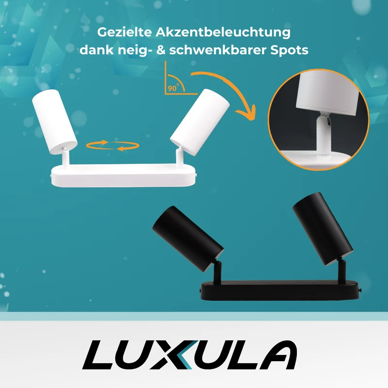 9er Pack Schwenkbarer LED Aufbauspot mit GU10 Fassung, 2-flammig, schwarz, IP20, Aluminium