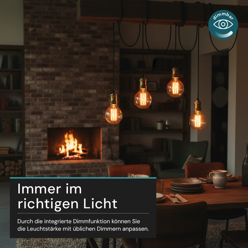 LED Filament Leuchtmittel, Vintage Dekoleuchte, Bulb A60, E27, 2.3W, 65lm, 1800K, dimmbar