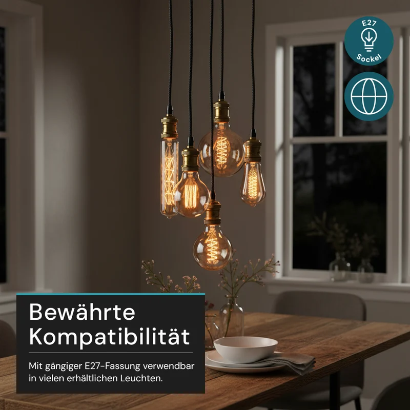 LED Filament Leuchtmittel, Vintage Dekoleuchte, Bulb A60, E27, 2.3W, 65lm, 1800K, dimmbar