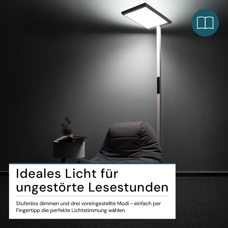 2er Pack LED Büro-Stehleuchte, Up/Down, weiß, 100 W, 7000 lm, 4000 K (neutralweiß), UGR<16, CRI98, dimmbar, RG0, Bridgelux LED, Arbeitsplatzleuchte