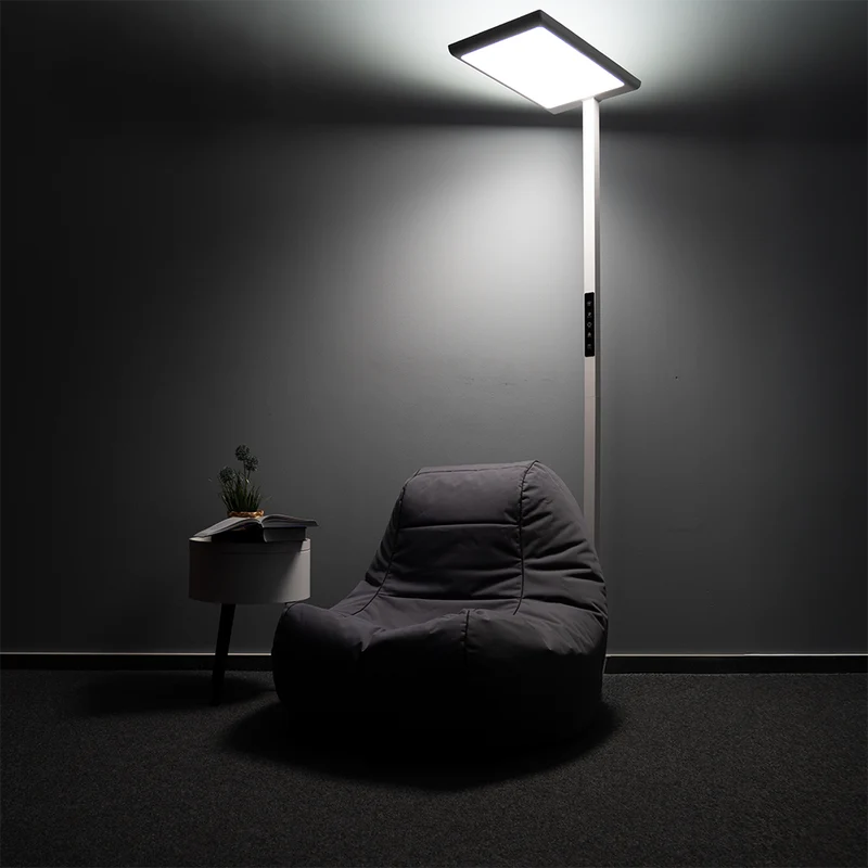2er Pack LED Büro-Stehleuchte, Up/Down, weiß, 100 W, 7000 lm, 4000 K (neutralweiß), UGR<16, CRI98, dimmbar, RG0, Bridgelux LED, Arbeitsplatzleuchte