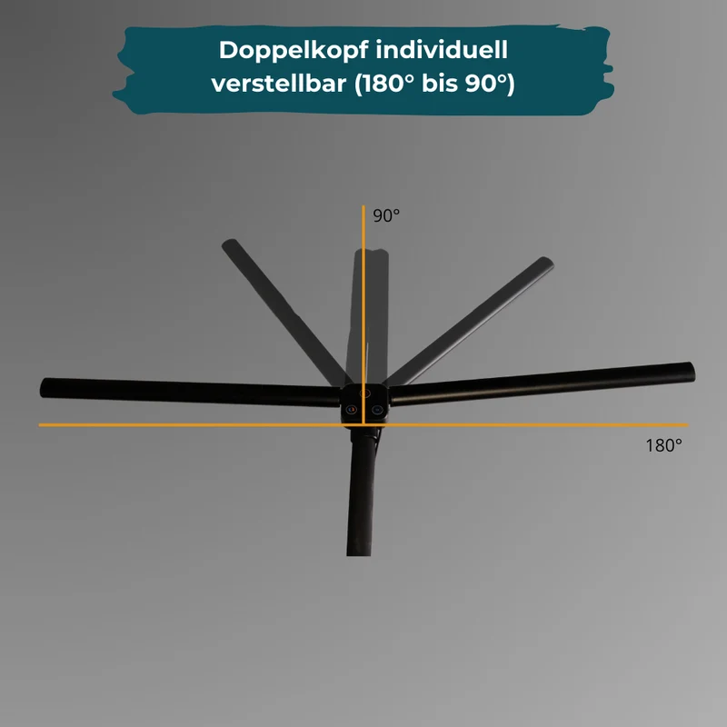 LED-Schreibtischlampe, Doppelkopf, in Weiß, dimmbar, 5 Farbtemperaturstufen, 24 W, 800 lm, klemm- und verstellbare Monitorlampe
