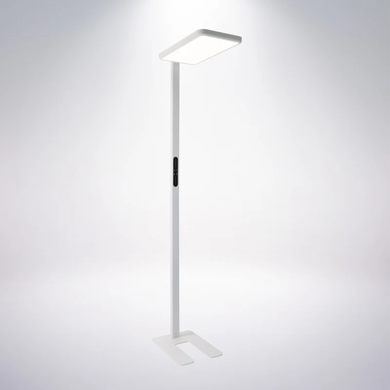 LED Büro-Stehleuchte, Up/Down, in Weiß, 100 W, 7000 lm, 4000 K (neutralweiß), UGR<16, CRI98, dimmbar, RG0, Bridgelux LED, Arbeitsplatzleuchte