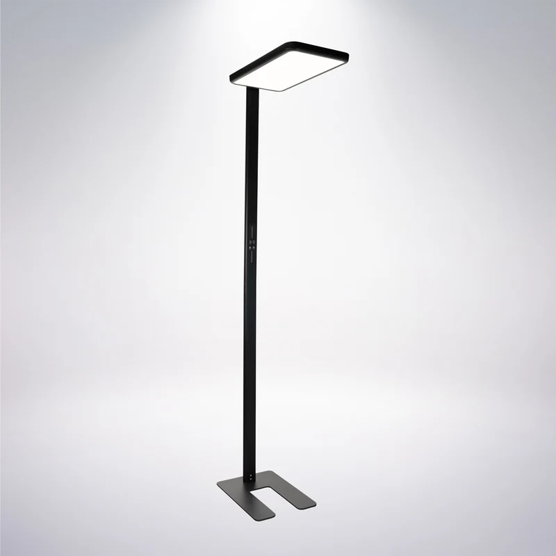 LED Büro-Stehleuchte, Up/Down, in Schwarz, 100 W, 7000 lm, 4000 K (neutralweiß), UGR<16, CRI98, dimmbar, RG0, Bridgelux LED