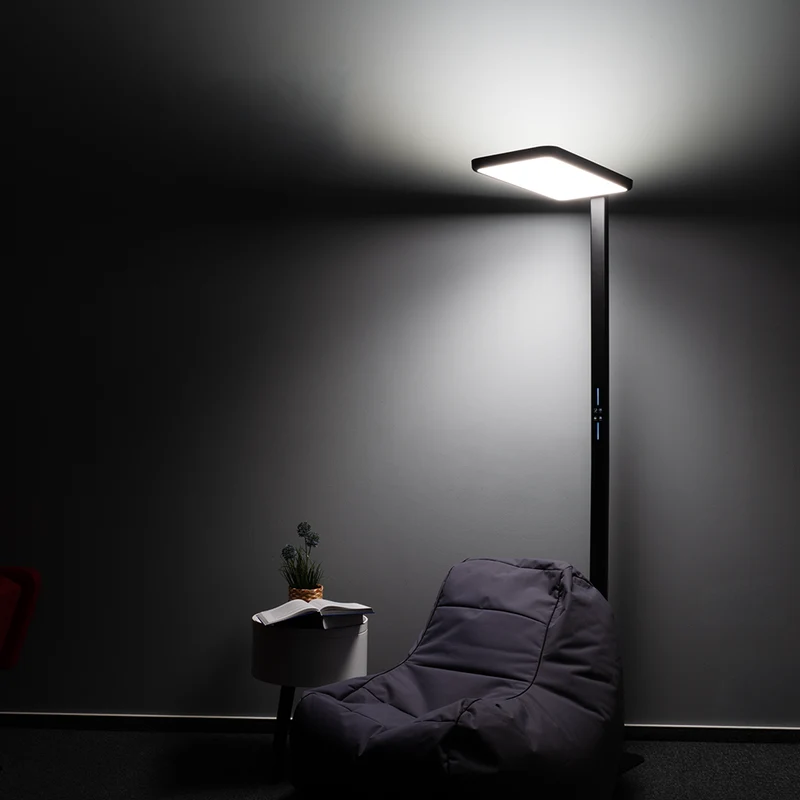 LED Büro-Stehleuchte, Up/Down, in Schwarz, 100 W, 7000 lm, 4000 K (neutralweiß), UGR<16, CRI98, dimmbar, RG0, Bridgelux LED