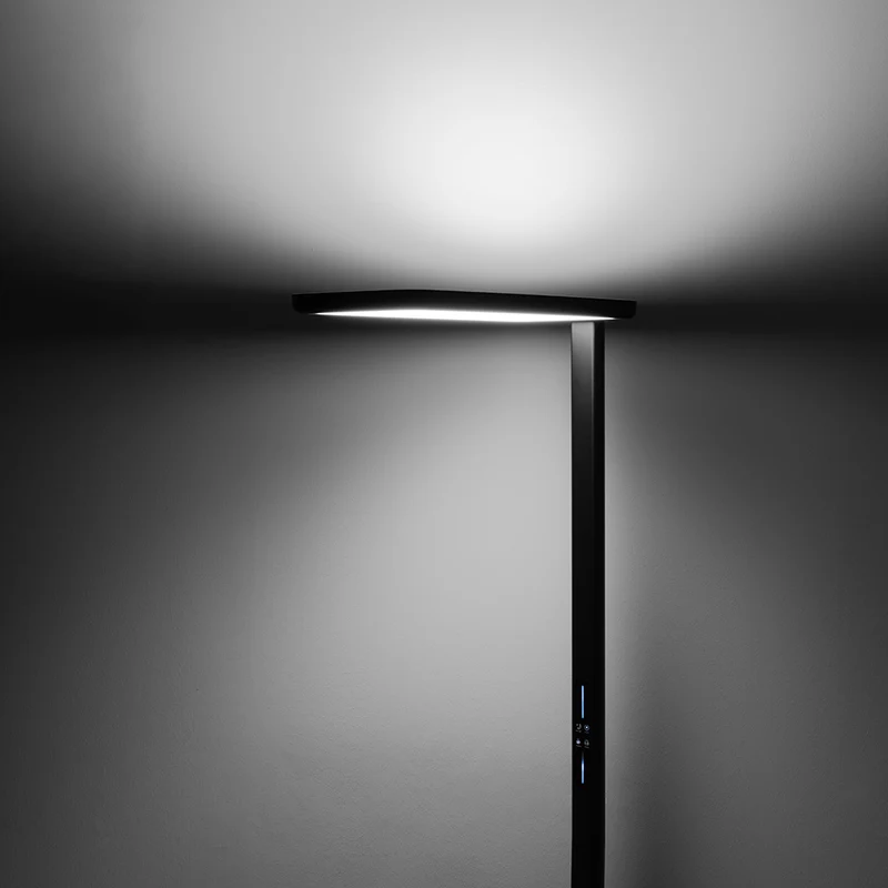 LED Büro-Stehleuchte, Up/Down, in Schwarz, 100 W, 7000 lm, 4000 K (neutralweiß), UGR<16, CRI98, dimmbar, RG0, Bridgelux LED