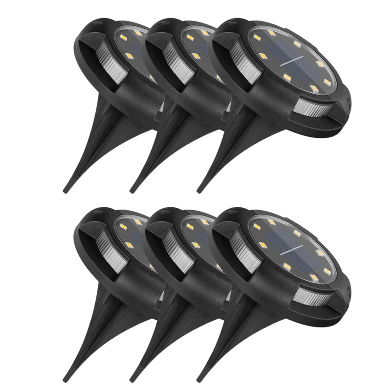 6er-Pack Solar-Bodenleuchte, 1 W, 5 lm, 4000 K, schwarz, 10 h, IP44