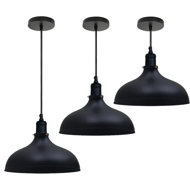 Industrial Schwarz Pendelleuchte E27 Metall 36cm Schirm~2740