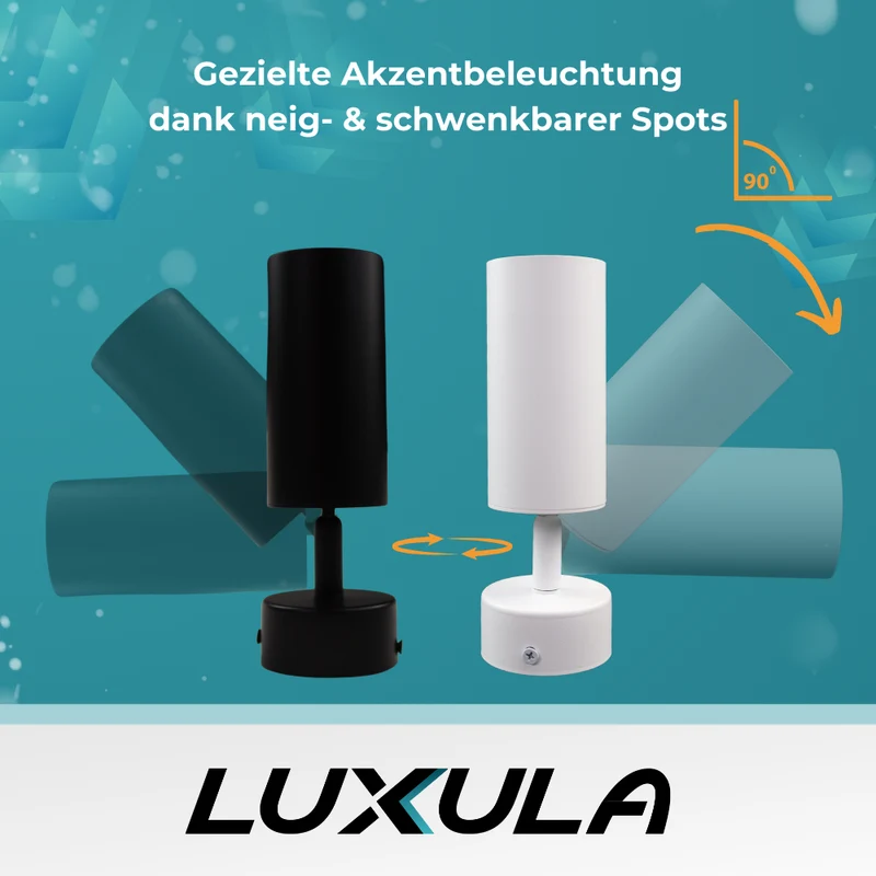 6er Pack Schwenkbarer LED Aufbauspot mit GU10 Fassung, weiß, IP20, Aluminium