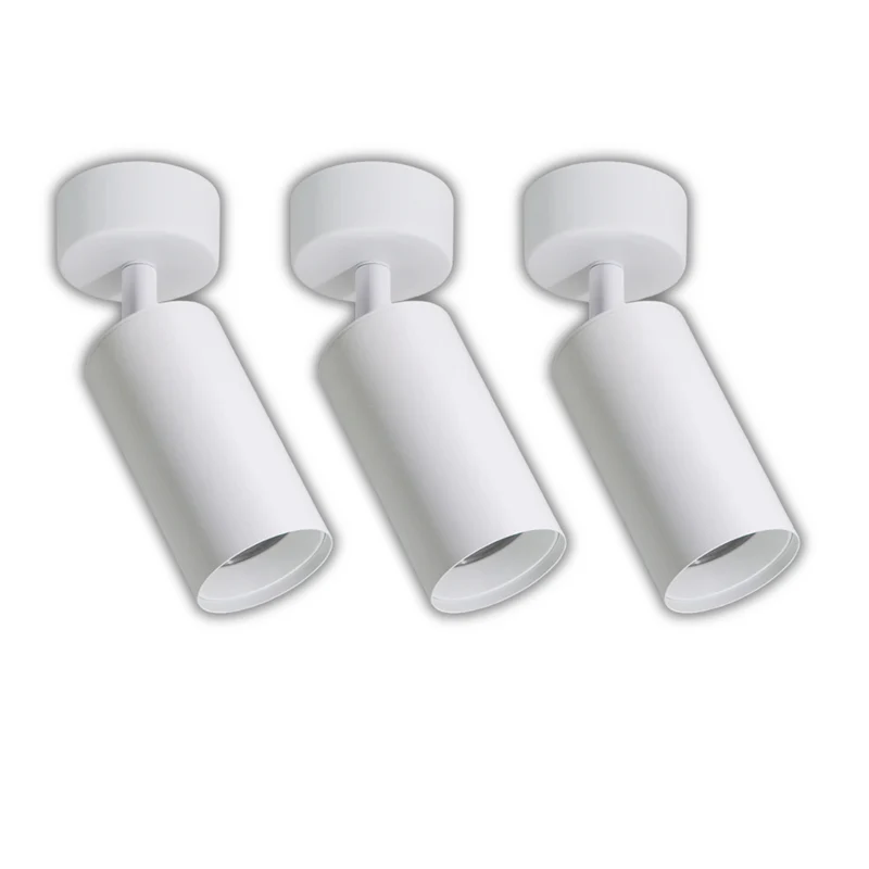 3er Pack Schwenkbarer LED Aufbauspot mit GU10 Fassung, weiß, IP20, Aluminium