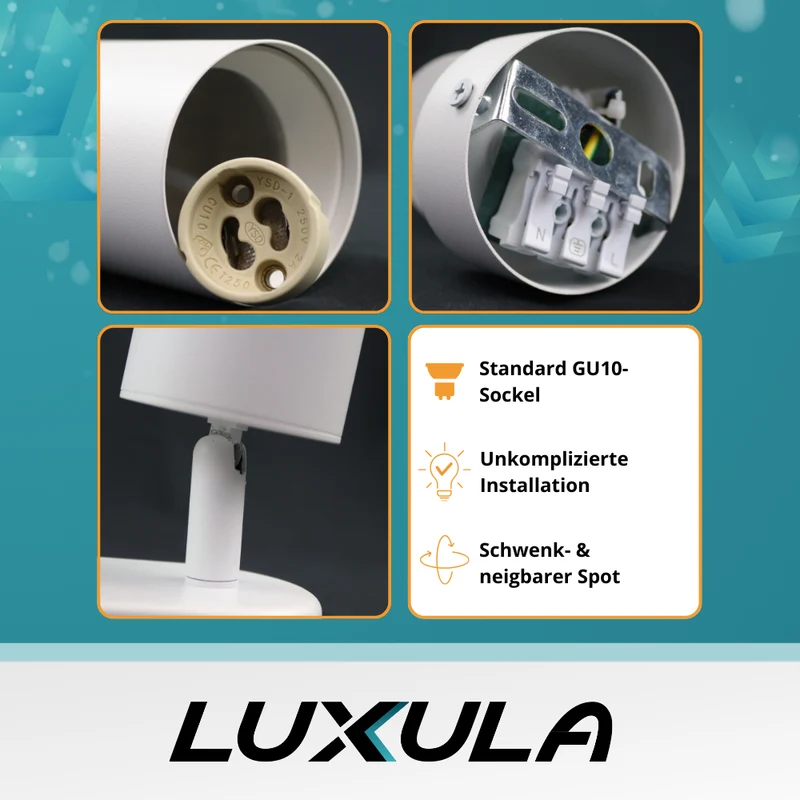 3er Pack Schwenkbarer LED Aufbauspot mit GU10 Fassung, weiß, IP20, Aluminium