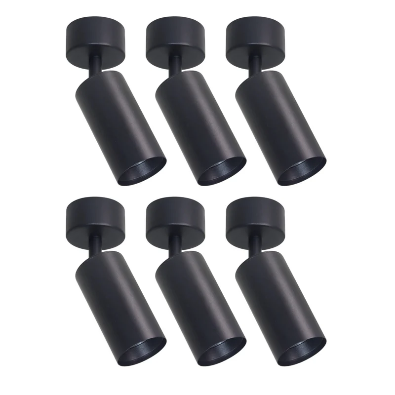 6er Pack Schwenkbarer LED Aufbauspot mit GU10 Fassung, schwarz, IP20, Aluminium