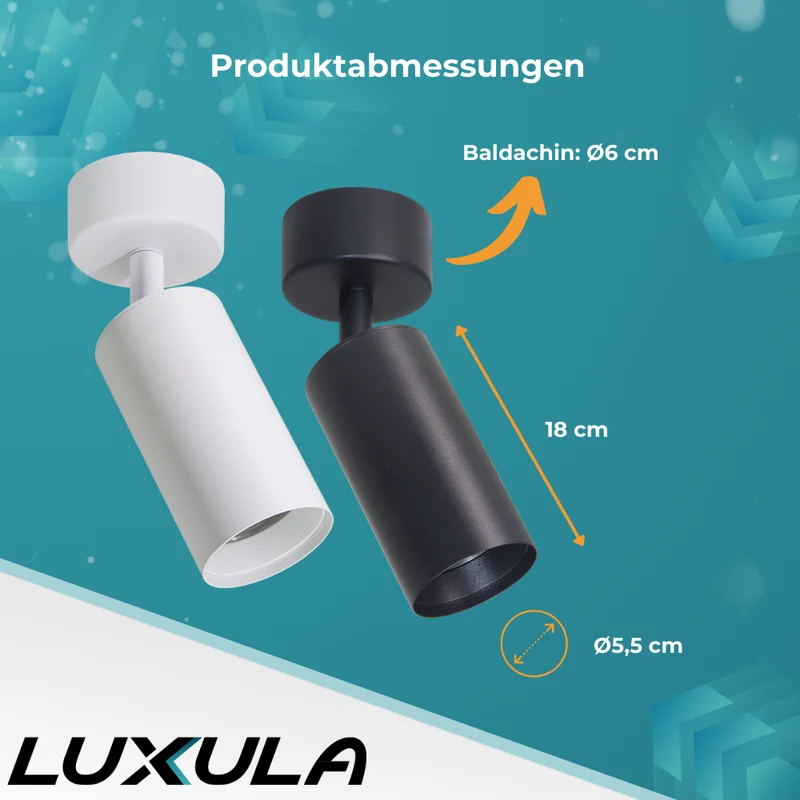 6er Pack Schwenkbarer LED Aufbauspot mit GU10 Fassung, schwarz, IP20, Aluminium