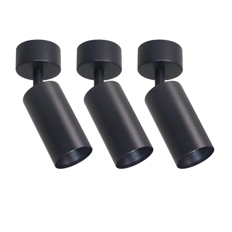 3er Pack Schwenkbarer LED Aufbauspot mit GU10 Fassung, schwarz, IP20, Aluminium