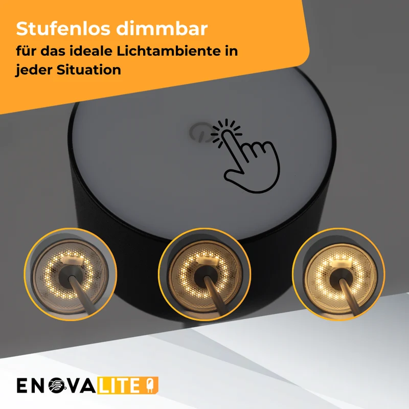 3er Set LED-Tischleuchte mit Akku, inkl Ladestation, Up- & Downlight, Dimm- & CCT-Funktion, schwarz, wiederaufladbar, Innen und Außenbereich, IP44, USB-C
