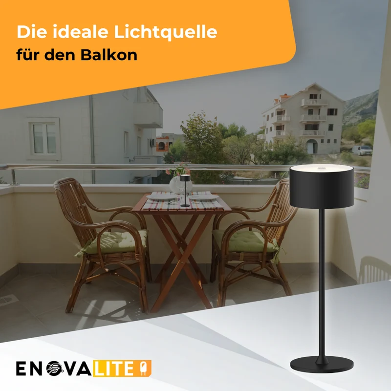 3er Set LED-Tischleuchte mit Akku, inkl Ladestation, Up- & Downlight, Dimm- & CCT-Funktion, schwarz, wiederaufladbar, Innen und Außenbereich, IP44, USB-C